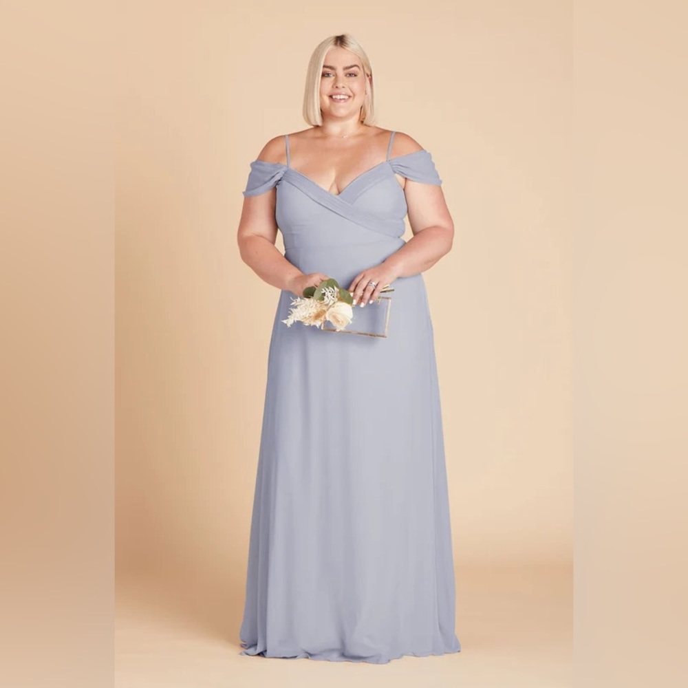 Birdy Grey SPENCE CONVERTIBLE DRESS CHIFFON DUSTY BLUE Curve 1X NEW NWT